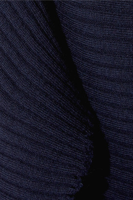 Marques Almeida Asymmetric Ribbed Wool Skirt - Navy