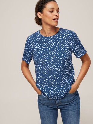 John Lewis & Partners Spot Print Zip Back T-Shirt, Blue