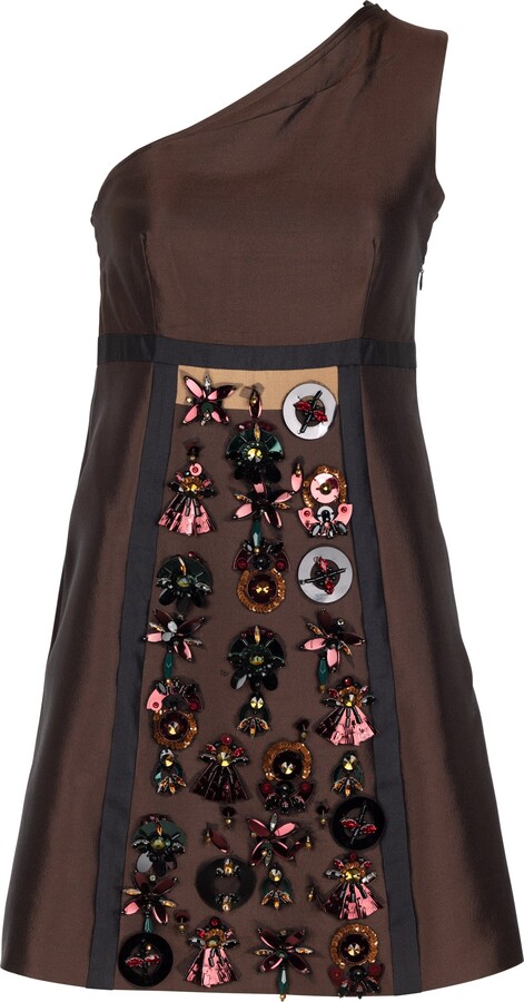 Prada S/s 2005 Majestic Silk Embelished Mini Dress
