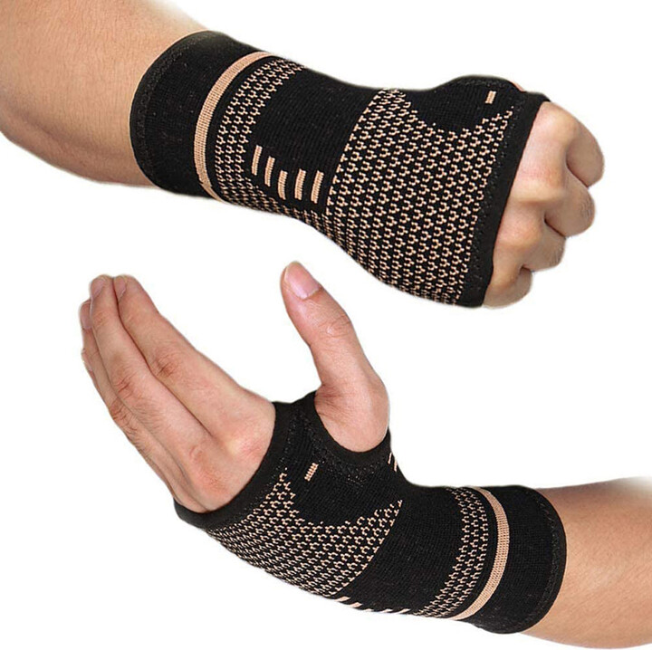 None 1PCS Copper Compression Gloves Sports Wrist Guard Arthritis Gloves Elastic Palm Brace Sleeve Fitness Wrist Support Wristband