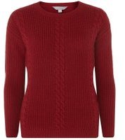 Dorothy Perkins Womens Petite Red Cable Knitted Jumper