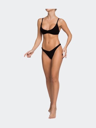 Cliché Reborn Melissa Skinny Crop Top And V Front High Leg Hipster Bikini Set - Black