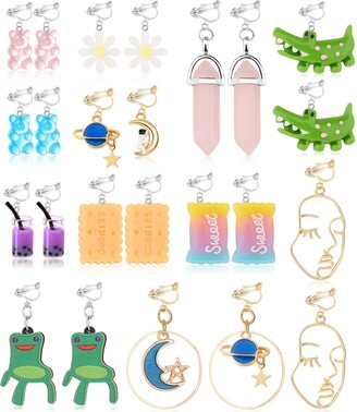 LOLIAS 12 Pairs Cute Clip Earrings Sets for Women Girls Weird Funny  Aesthetic Mushroom Kawaii Earrings Clip On Earrings Hypoallergenic Non  Pierced Clip On Earrings Jewelry - ShopStyle