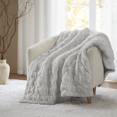 Madison Home USA Ruched Fur Throw