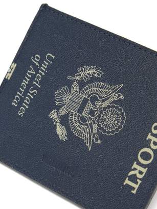 Vetements Passport Print Leather Cardholder - Womens - Navy