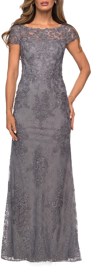 silver lace dress
