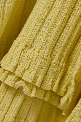 3.1 Phillip Lim Ribbed Cotton-blend Voile Midi Dress - Pastel yellow