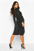 Thumbnail for your product : boohoo Maternity Wrap Front Shimmer Midi Dress