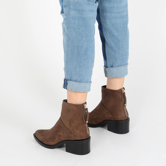 Public Desire Isabella Ankle Boots in Taupe Faux Suede