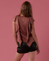 Thumbnail for your product : Express Satin Ruffle Short Sleeve Blouse