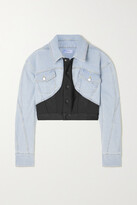 Thumbnail for your product : Thierry Mugler Cropped Paneled Neoprene-trimmed Stretch-denim Jacket