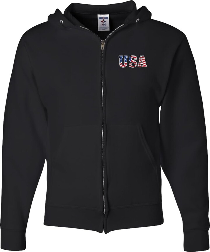 Buy Cool Shirts USA Distressed Chest Print Full Zip Hoodie