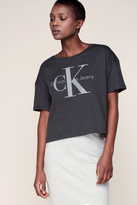 Calvin Klein T-shirt Cropped Gris Imprimé Logo
