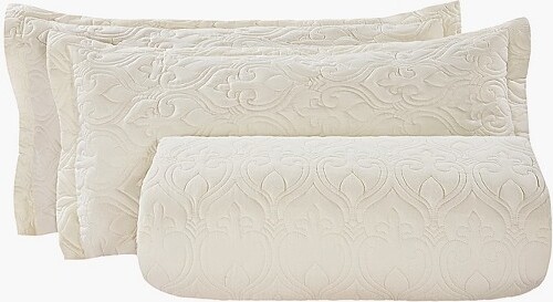 VEVORKingQuiltSet3-PieceLightweightComforterCottonKingSizeQuiltBeddingSetBeigeBedspreadswith1Quiltand2PillowShamsBeige
