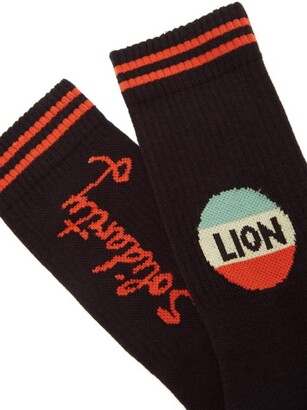 Bella Freud Lion-intarsia Stretch-cotton Socks - Black