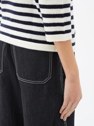 Allude Crystal-embellished Striped Wool-blend Sweater - Black Stripe