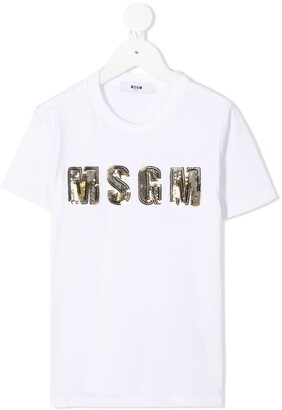 Msgm Kids sequin logo T-shirt
