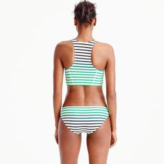 J.Crew Cropped zip-front bikini top in ombré stripe