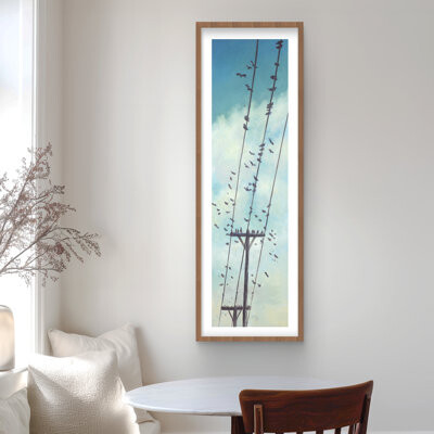 Lark Manor Birds on Electric Wire - Modern Black Framed Matted Print