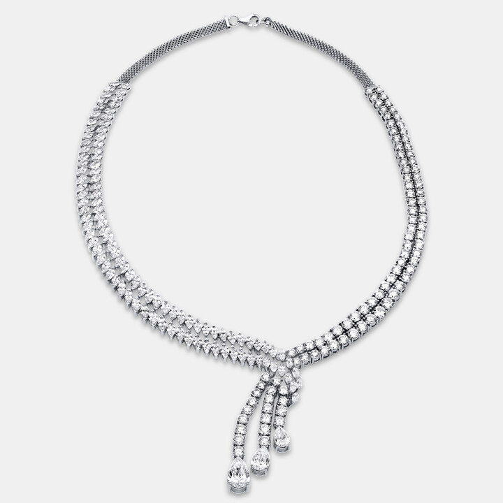 The Diamond Edit 42.8 Cts Pear Marquise Round 18K White Gold Lab Grown Diamonds Necklace