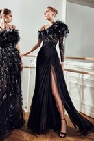Thumbnail for your product : ZUHAIR MURAD Beaded & Feather Bodice Gown
