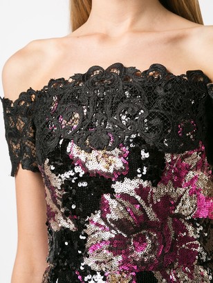 Marchesa Notte Sequin Embellished Fitted Dress