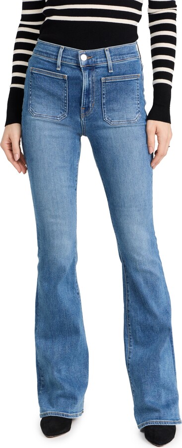 Veronica Beard Jeans Beverly Skinny Flare Jeans with Patch