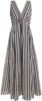 Thumbnail for your product : Brunello Cucinelli Bead-embellished Striped Cotton And Silk-blend Maxi Dress