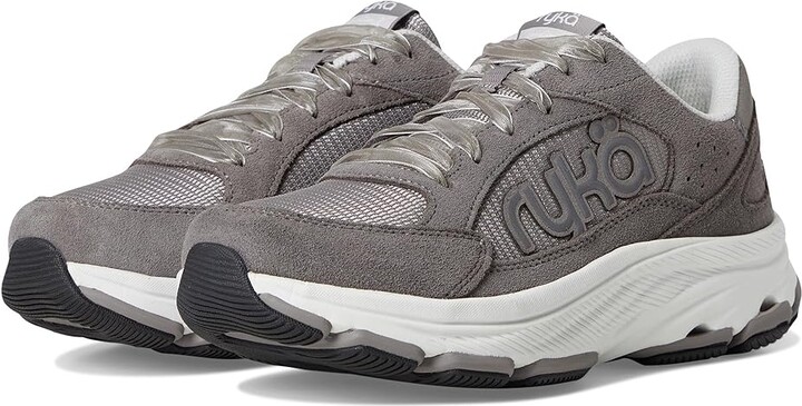 Ryka Devotion X Max Classic Walking Shoes Women's Shoes Grey Suede : 8.5 D - Wide, Leather/Synthetic/Textile