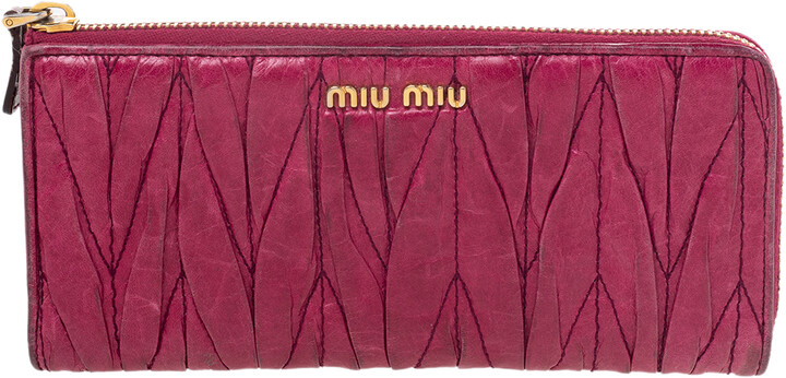 Miu Miu Pink Small Madras Love Wallet Red Leather Goatskin ref.406393 -  Joli Closet