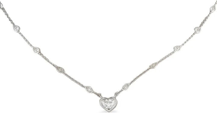 LB Exclusive 18kt White Gold Heart Diamond Necklace