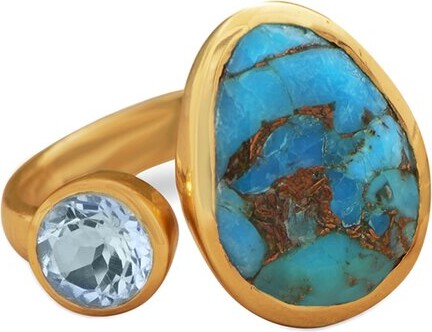 Liv Oliver 18K 4.10 ct. tw. Turquoise & Blue Topaz Ring