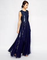 Thumbnail for your product : ASOS Embellished Sequin Strip Maxi Dress - Nude