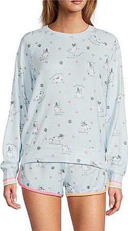Paws Breathe Yoga Dogs Long Sleeve Crew Neck Coordinating Sleep Top