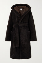 Thumbnail for your product : Bottega Veneta Hooded Belted Shearling Coat - Brown