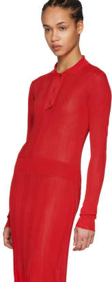 Maison Margiela Red Irregular Rib Knit Dress