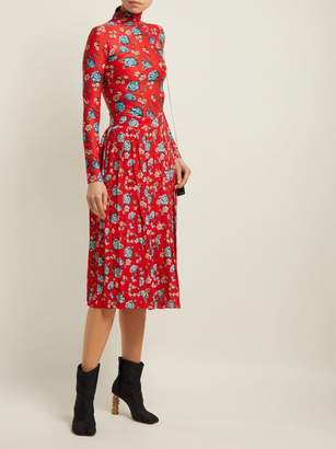 Vetements Floral-print Stretch-jersey Mini Dress - Womens - Red Multi
