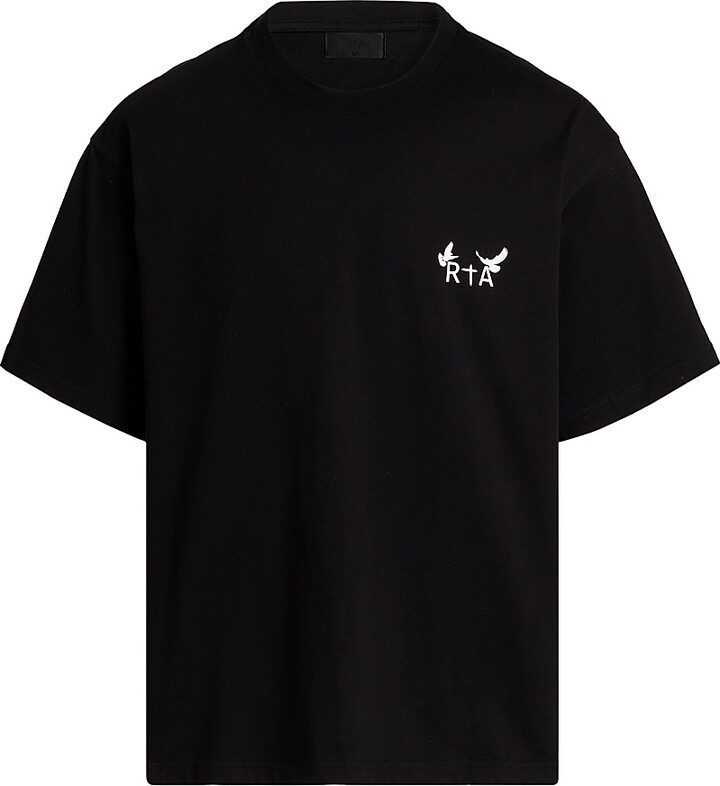 RtA Men's Underworld Colin Logo Cotton T-Shirt - Black Doves Back - Size Small