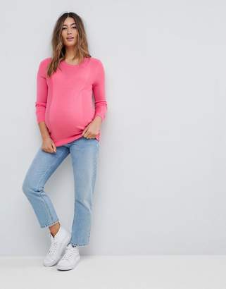 ASOS Maternity Jumper With Crew And Panel Detail
