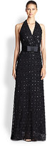 Thumbnail for your product : Milly Sequin-Dot Belted Emma Gown