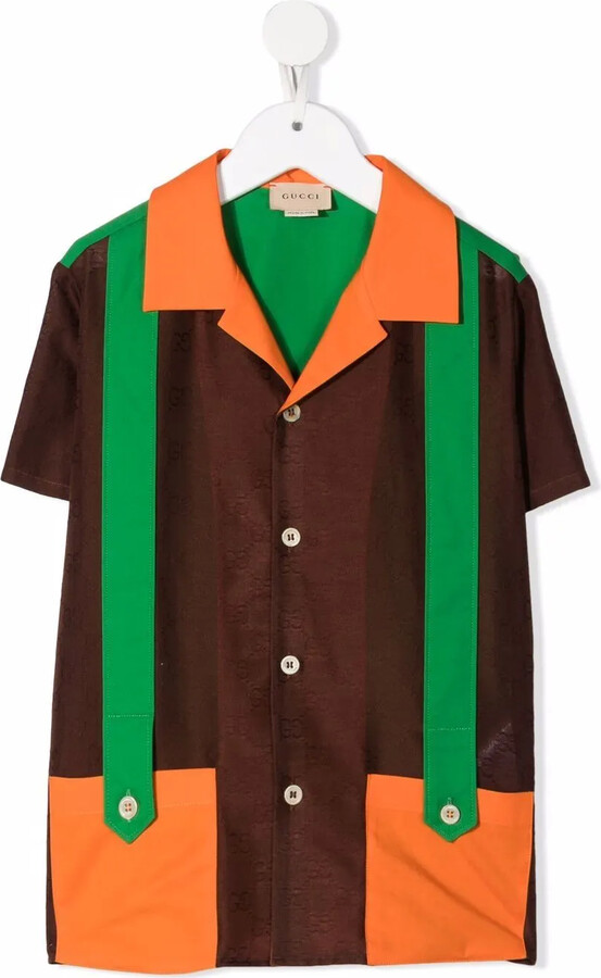 Gucci Children Strap-Detail Jacquard Shirt