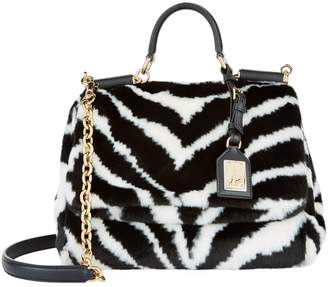 Dolce & Gabbana Medium Sicily Soft Zebra Print Bag