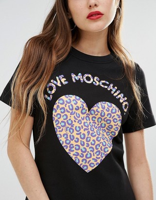 Love Moschino Animal Print Logo Print Sweatdress