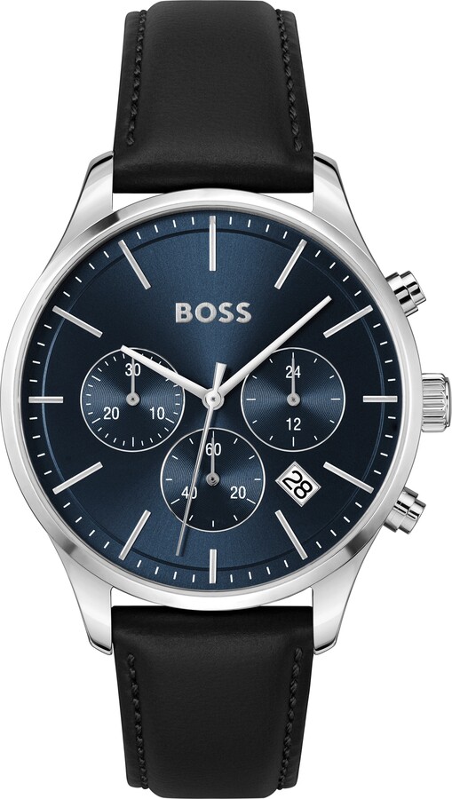 Avery Chronograph Leather Strap Watch, 42mm