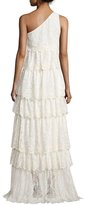 Thumbnail for your product : Rachel Zoe One-Shoulder Tiered Lace Gown, Ecru