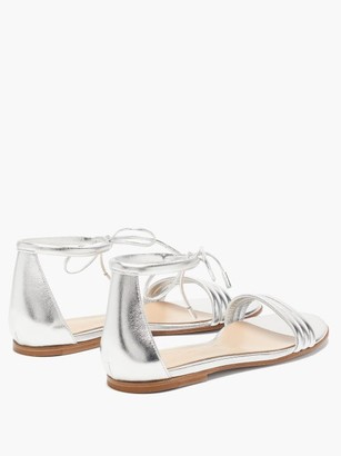 Gianvito Rossi Ankle-tie Metallic Leather Sandals - Silver