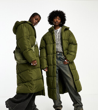 Collusion Unisex maxi puffer jacket with hood in dark green - ShopStyle  Plus Size Outerwear