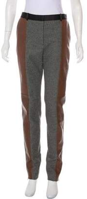 Celine CÃ©line Leather-Accented Wool Pants Grey CÃ©line Leather-Accented Wool Pants