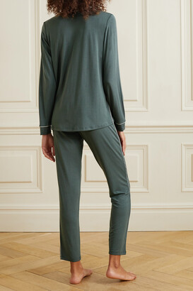 Eberjey Gisele Piped Stretch-modal Pajama Set - Green - ShopStyle