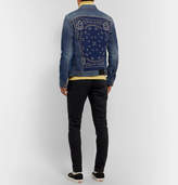 Thumbnail for your product : Alanui Intarsia Wool Blend-Panelled Denim Jacket